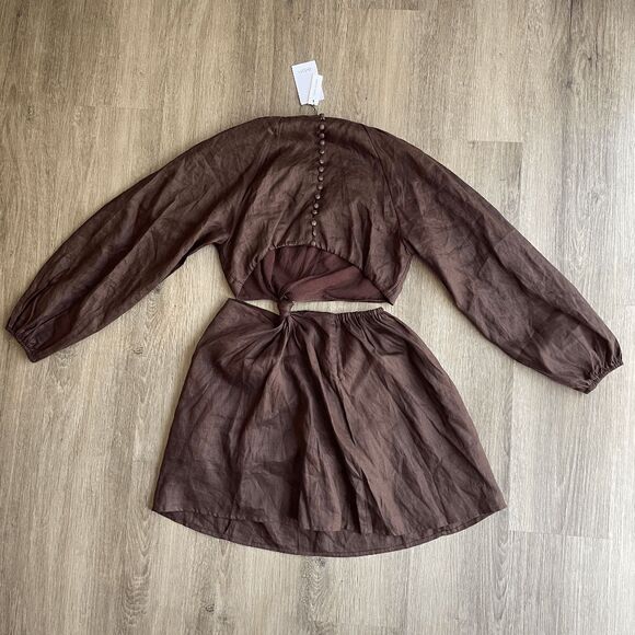 DISSH Brown Mini Dress with knot Detail - Picture 6 of 11